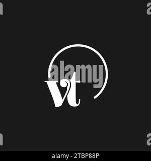 VT logo initials monogram with circular lines, minimalist and clean logo design, simple but classy style vector graphic Stock Vector
