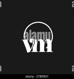 VM logo initials monogram with circular lines, minimalist and clean logo design, simple but classy style vector graphic Stock Vector