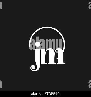 JM logo initials monogram with circular lines, minimalist and clean logo design, simple but classy style vector graphic Stock Vector