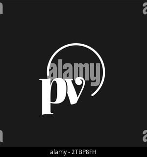 PV logo initials monogram with circular lines, minimalist and clean logo design, simple but classy style vector graphic Stock Vector