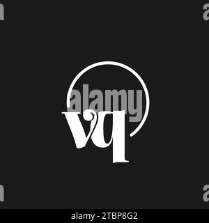 VQ logo initials monogram with circular lines, minimalist and clean logo design, simple but classy style vector graphic Stock Vector