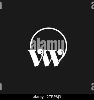 VW logo initials monogram with circular lines, minimalist and clean logo design, simple but classy style vector graphic Stock Vector