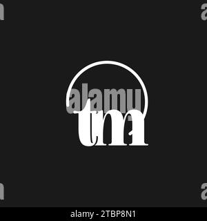 TM logo initials monogram with circular lines, minimalist and clean logo design, simple but classy style vector graphic Stock Vector