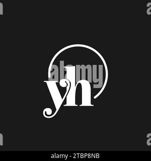 YH logo initials monogram with circular lines, minimalist and clean logo design, simple but classy style vector graphic Stock Vector