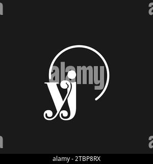 YJ logo initials monogram with circular lines, minimalist and clean logo design, simple but classy style vector graphic Stock Vector