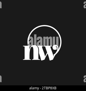 NW logo initials monogram with circular lines, minimalist and clean logo design, simple but classy style vector graphic Stock Vector