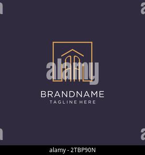 AA initial square logo design, modern and luxury real estate logo style design ideas Stock Vector