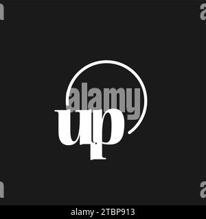 UP logo initials monogram with circular lines, minimalist and clean logo design, simple but classy style vector graphic Stock Vector