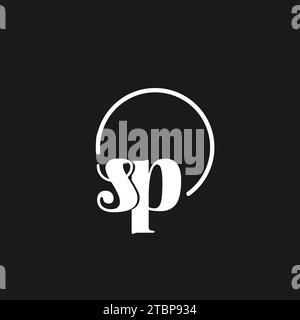 SP logo initials monogram with circular lines, minimalist and clean logo design, simple but classy style vector graphic Stock Vector