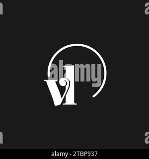 VL logo initials monogram with circular lines, minimalist and clean logo design, simple but classy style vector graphic Stock Vector