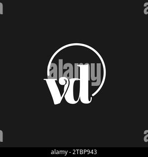 VD logo initials monogram with circular lines, minimalist and clean logo design, simple but classy style vector graphic Stock Vector
