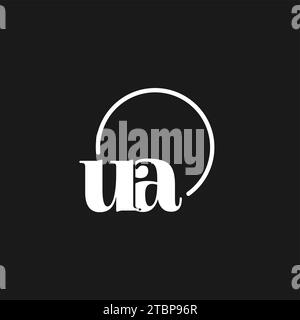 UA logo initials monogram with circular lines, minimalist and clean logo design, simple but classy style vector graphic Stock Vector