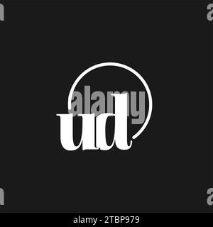 UD logo initials monogram with circular lines, minimalist and clean logo design, simple but classy style vector graphic Stock Vector
