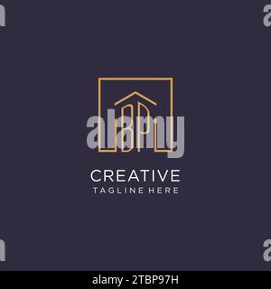 BP initial square logo design, modern and luxury real estate logo style design ideas Stock Vector