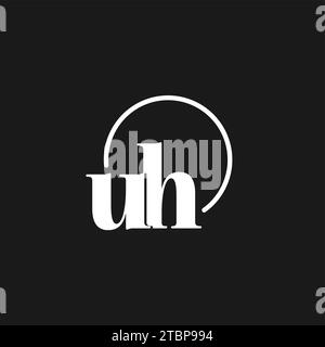UH logo initials monogram with circular lines, minimalist and clean logo design, simple but classy style vector graphic Stock Vector