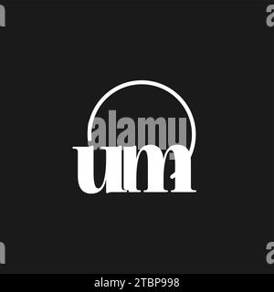 UM logo initials monogram with circular lines, minimalist and clean logo design, simple but classy style vector graphic Stock Vector