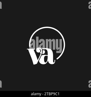 VA logo initials monogram with circular lines, minimalist and clean logo design, simple but classy style vector graphic Stock Vector