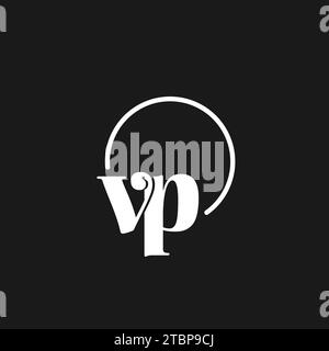 VP logo initials monogram with circular lines, minimalist and clean logo design, simple but classy style vector graphic Stock Vector