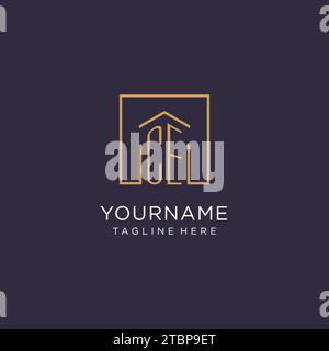 CE initial square logo design, modern and luxury real estate logo style design ideas Stock Vector