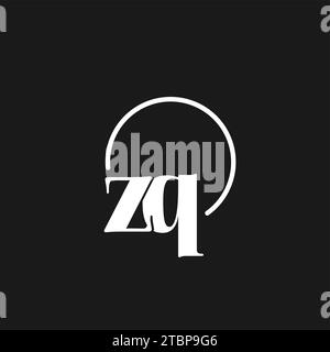 ZQ logo initials monogram with circular lines, minimalist and clean logo design, simple but classy style vector graphic Stock Vector