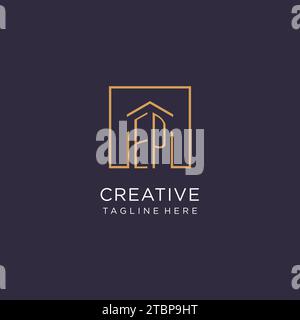 EP initial square logo design, modern and luxury real estate logo style design ideas Stock Vector