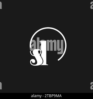 SL logo initials monogram with circular lines, minimalist and clean logo design, simple but classy style vector graphic Stock Vector