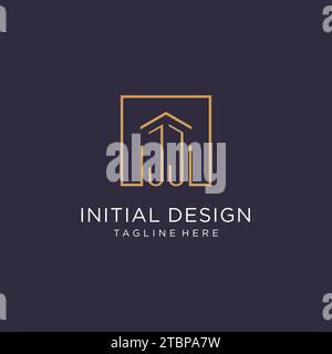 JJ initial square logo design, modern and luxury real estate logo style design ideas Stock Vector