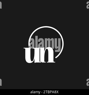UN logo initials monogram with circular lines, minimalist and clean logo design, simple but classy style vector graphic Stock Vector