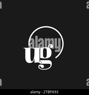 UG logo initials monogram with circular lines, minimalist and clean logo design, simple but classy style vector graphic Stock Vector