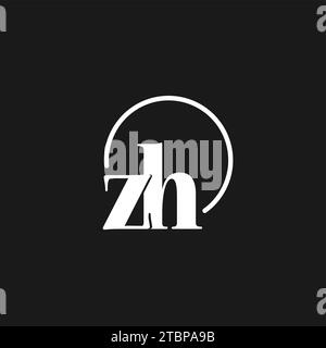 ZH logo initials monogram with circular lines, minimalist and clean logo design, simple but classy style vector graphic Stock Vector