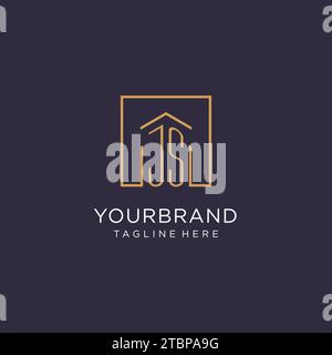JS initial square logo design, modern and luxury real estate logo style design ideas Stock Vector