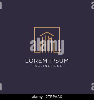 HM initial square logo design, modern and luxury real estate logo style design ideas Stock Vector