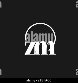 ZM logo initials monogram with circular lines, minimalist and clean logo design, simple but classy style vector graphic Stock Vector