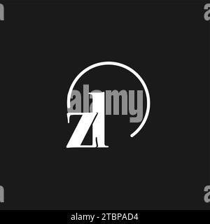 ZL logo initials monogram with circular lines, minimalist and clean logo design, simple but classy style vector graphic Stock Vector