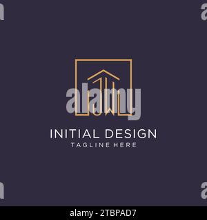 JW initial square logo design, modern and luxury real estate logo style design ideas Stock Vector