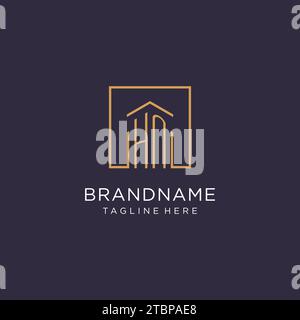 HN initial square logo design, modern and luxury real estate logo style design ideas Stock Vector