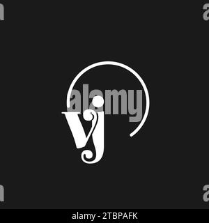 VJ logo initials monogram with circular lines, minimalist and clean logo design, simple but classy style vector graphic Stock Vector