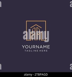AR initial square logo design, modern and luxury real estate logo style design ideas Stock Vector