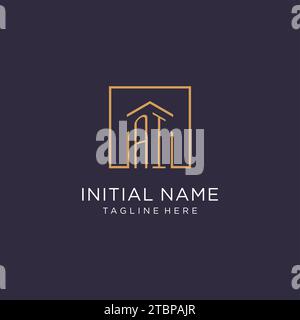 AI initial square logo design, modern and luxury real estate logo style design ideas Stock Vector