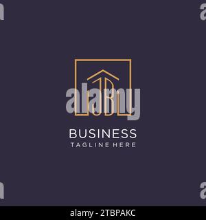 JB initial square logo design, modern and luxury real estate logo style design ideas Stock Vector