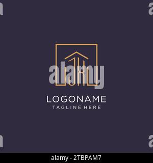 JX initial square logo design, modern and luxury real estate logo style design ideas Stock Vector