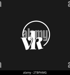 VK logo initials monogram with circular lines, minimalist and clean logo design, simple but classy style vector graphic Stock Vector