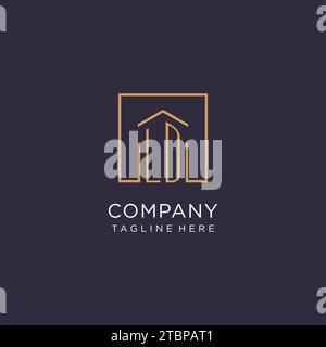 LD initial square logo design, modern and luxury real estate logo style design ideas Stock Vector