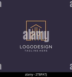 KY initial square logo design, modern and luxury real estate logo style design ideas Stock Vector