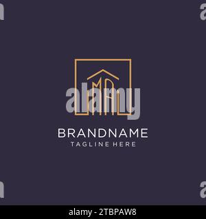 MA initial square logo design, modern and luxury real estate logo style design ideas Stock Vector