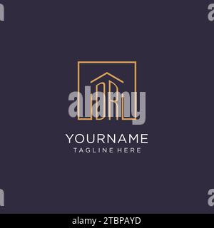 DR initial square logo design, modern and luxury real estate logo style design ideas Stock Vector