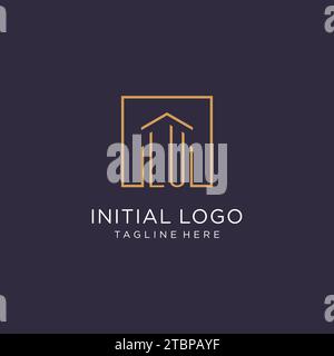 LU initial square logo design, modern and luxury real estate logo style design ideas Stock Vector