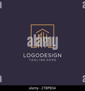 MY initial square logo design, modern and luxury real estate logo style design ideas Stock Vector