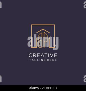 GP initial square logo design, modern and luxury real estate logo style design ideas Stock Vector
