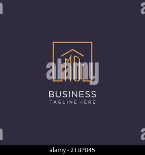 MO initial square logo design, modern and luxury real estate logo style design ideas Stock Vector
